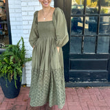 Eyelet Midi Dress
