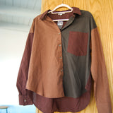 Casual Color Block Button Down Shirt