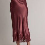 Cranberry Lace Slip Skirt