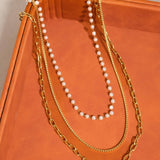 Cadeaux Stacked Pearl Chain Necklace