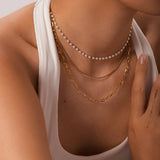 Cadeaux Stacked Pearl Chain Necklace