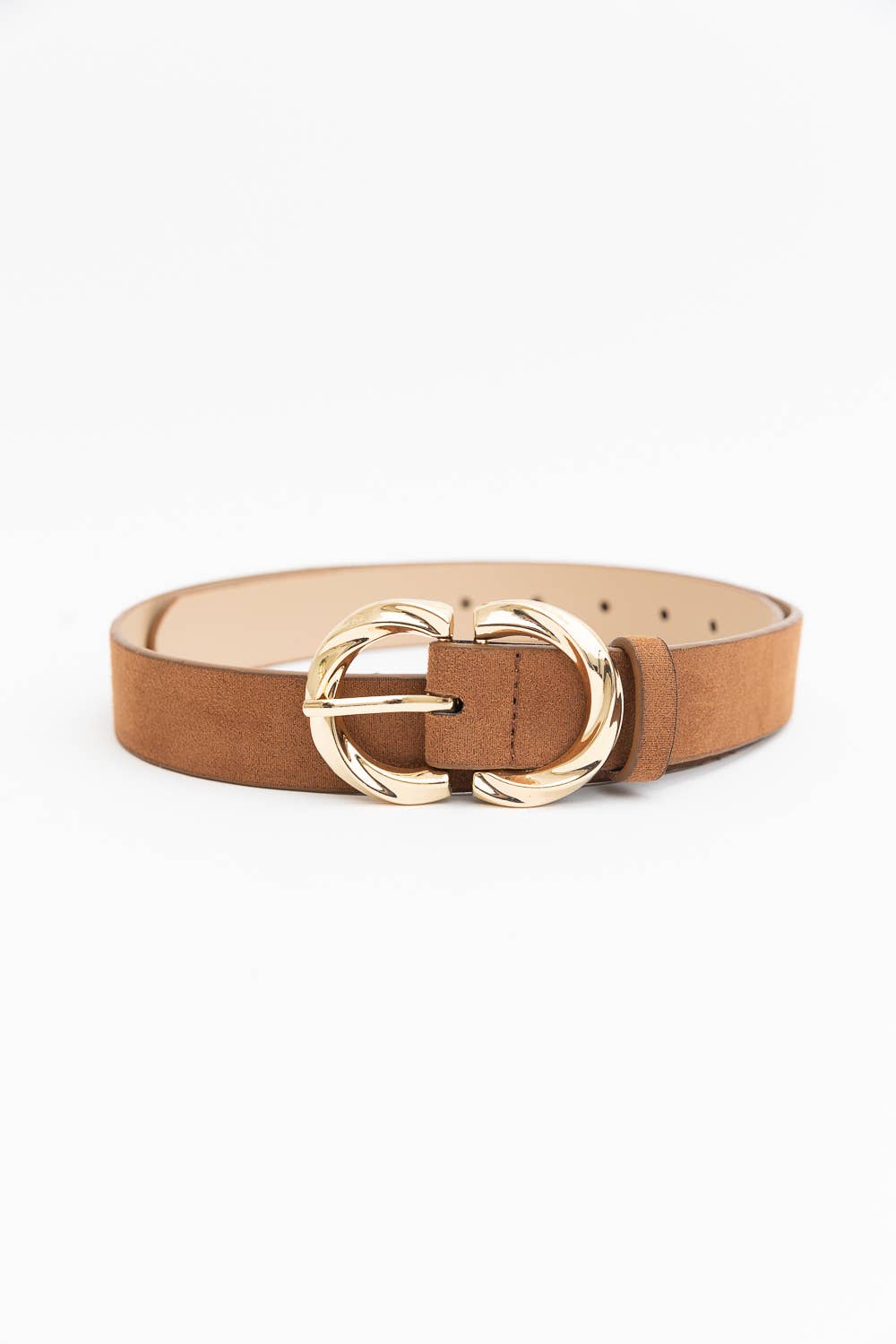 Double C Shaped Buckle Suede Belt ♾️