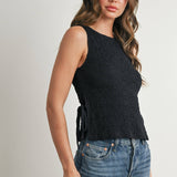 Crimson Texture Tie Top