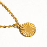 Miraz 18k Gold Non-Tarnish Round Sun Gaze Necklace