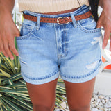 Riley Light Wash Distressed Short