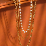Cadeaux Stacked Pearl Chain Necklace