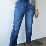 Tracey Dark Wash Slightly Distressed Jean