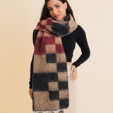 Checkered Comfort Scarf w/ Tassels
