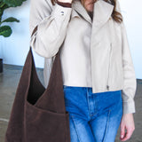 Suede Hobo Bag w/Pouch