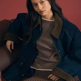 Corduroy Collar Denim Jacket
