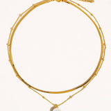 Bindi Gold Layered Pearl Chain Necklace