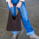 Suede Hobo Bag w/Pouch