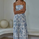 Blue Iris Strapless Dress