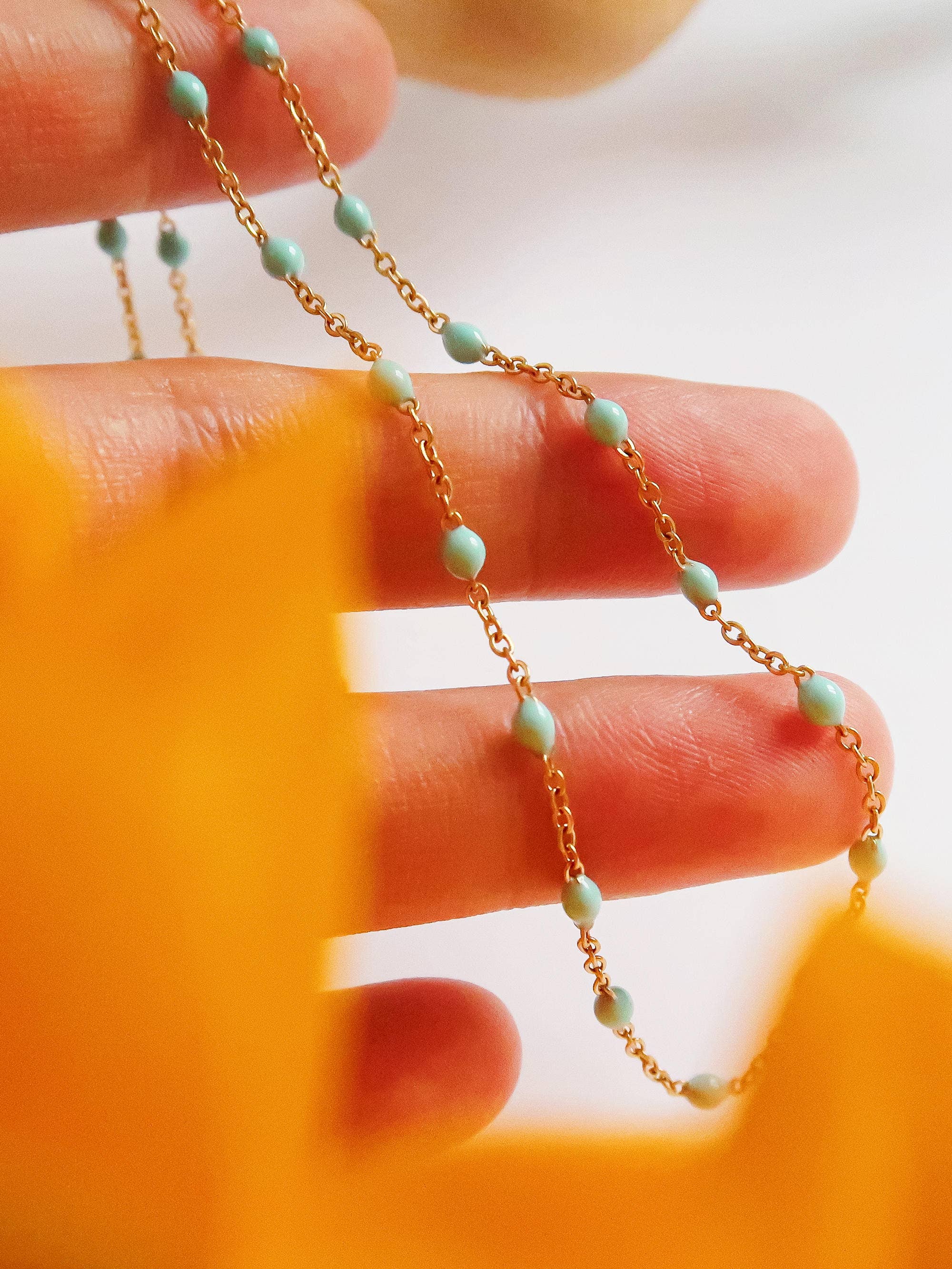 Soleil  Beaded Petite Chain Necklace
