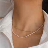 Camryn Layered Pearl Chain Necklace