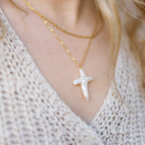 Aurise Non-Tarnish Pearl Cross Necklace