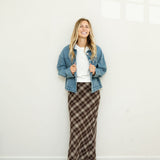 Give Thanks Plaid Midi Skirt