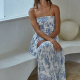 Blue Iris Strapless Dress