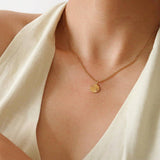 Miraz 18k Gold Non-Tarnish Round Sun Gaze Necklace