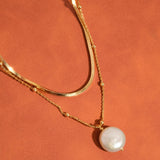 Bindi Gold Layered Pearl Chain Necklace