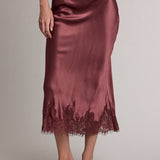Cranberry Lace Slip Skirt