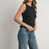Crimson Texture Tie Top