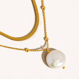 Bindi Gold Layered Pearl Chain Necklace