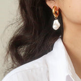 Oceana Gold Statement Large Pearl Earring