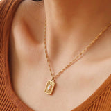 Elaine Rectangle Stone Sun Necklace