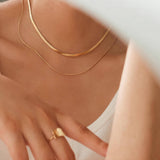 Jean Layered Flat Snake Chain Necklace