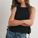 Crimson Texture Tie Top