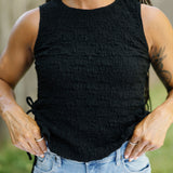 Crimson Texture Tie Top